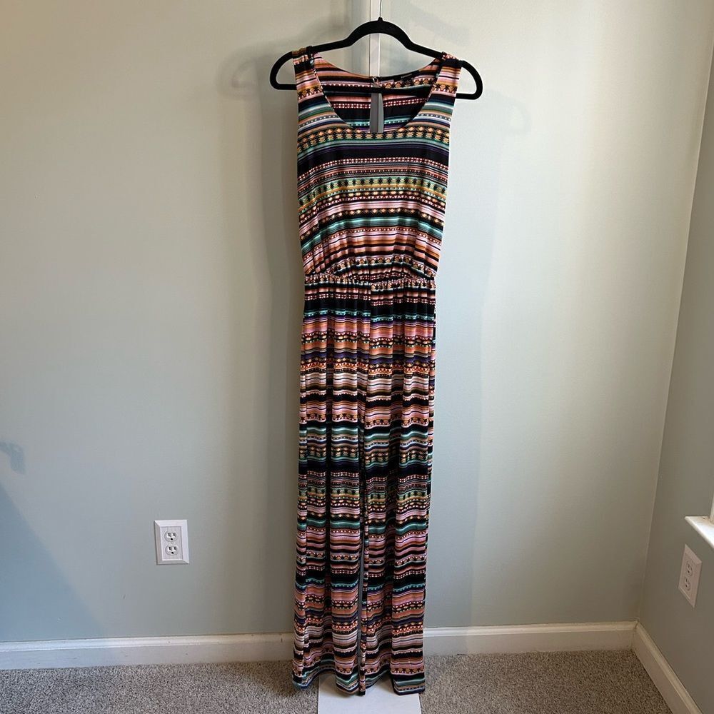 Espresso Multicolor Pattern Sleeveless Jumpsuit